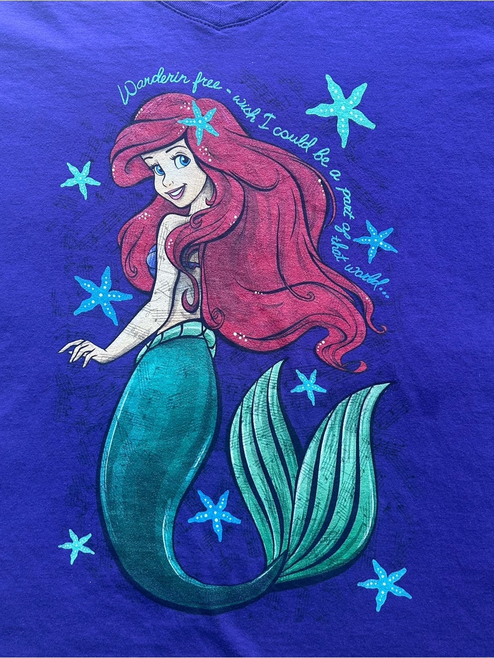 Disney Purple Little Mermaid Ariel Graphic V-Neck Tee - Picture 2 of 6
